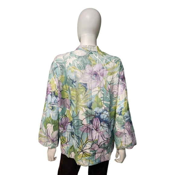 Alfred Dunner Semi-Sheer Multicolored Floral Shirt, 20 - Picture 3 of 7